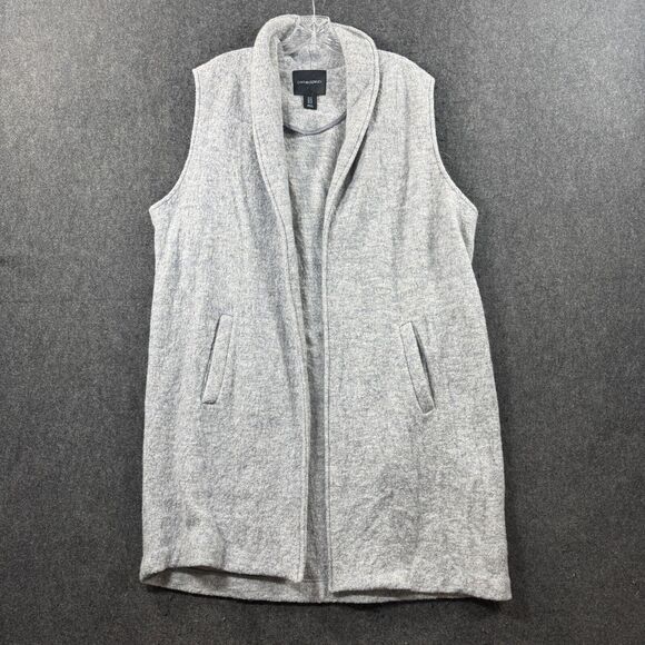 Cythia Rowley Vest Women's 1X Gray Wool Blend Pockets Open Front - Picture 1 of 8